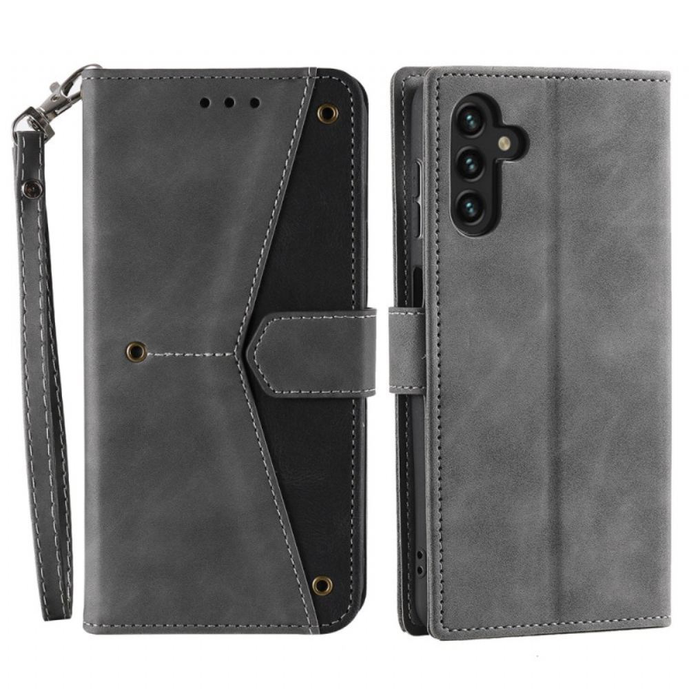 Kožený Kryt Samsung Galaxy A16 5g Dvoubarevná Magnetická Spona