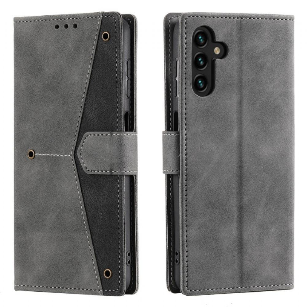 Kožený Kryt Samsung Galaxy A16 5g Dvoubarevná Magnetická Spona