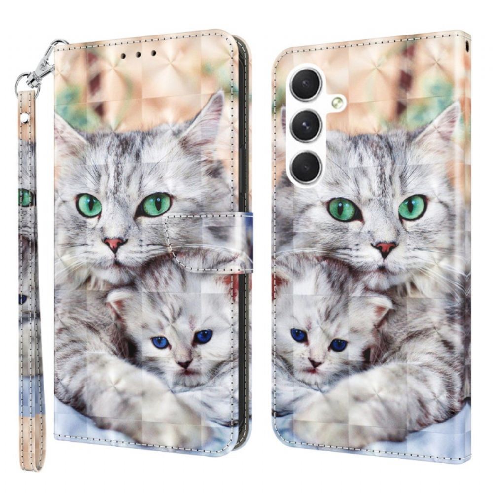 Kožený Kryt Samsung Galaxy A16 5g Dvě Tanga Kočky