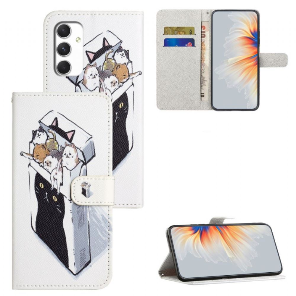 Kožený Kryt Samsung Galaxy A16 5g Kočky V Krabici