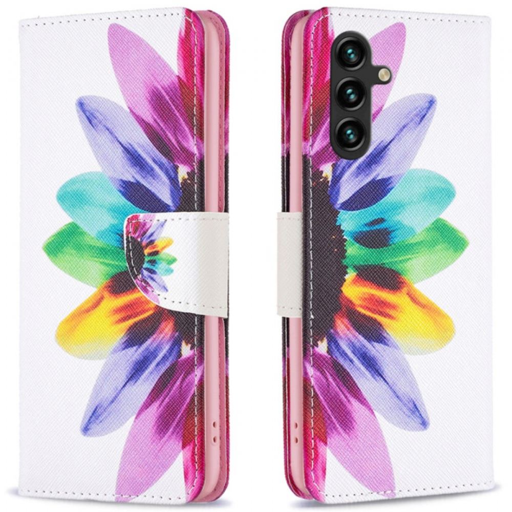 Kožený Kryt Samsung Galaxy A16 5g Květina Akvarelu