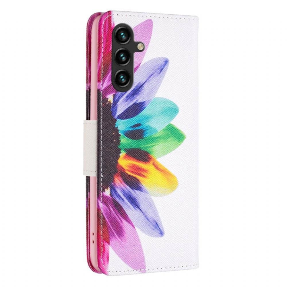 Kožený Kryt Samsung Galaxy A16 5g Květina Akvarelu