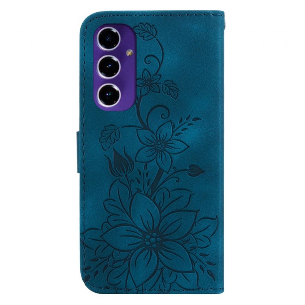 Kožený Kryt Samsung Galaxy A16 5g Květy Lilie