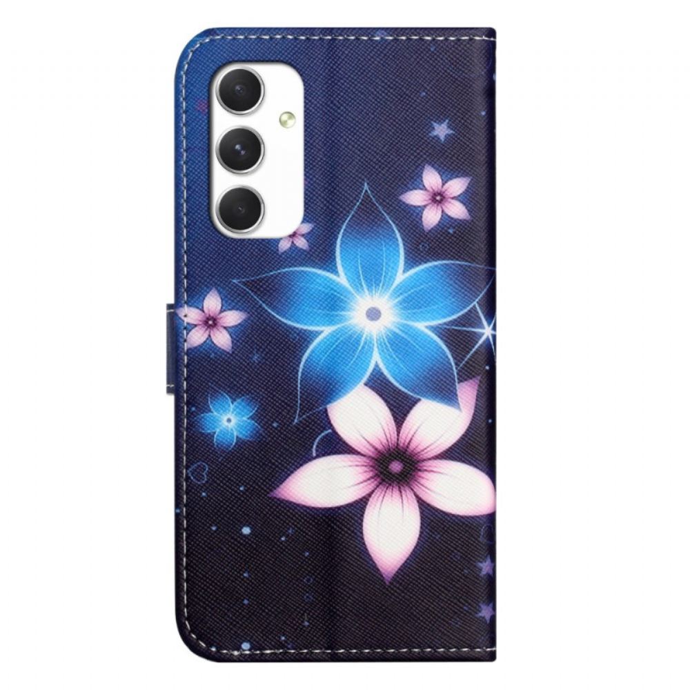 Kožený Kryt Samsung Galaxy A16 5g Měsíční Květiny