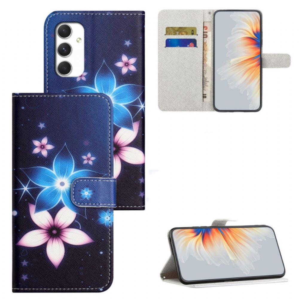 Kožený Kryt Samsung Galaxy A16 5g Měsíční Květiny