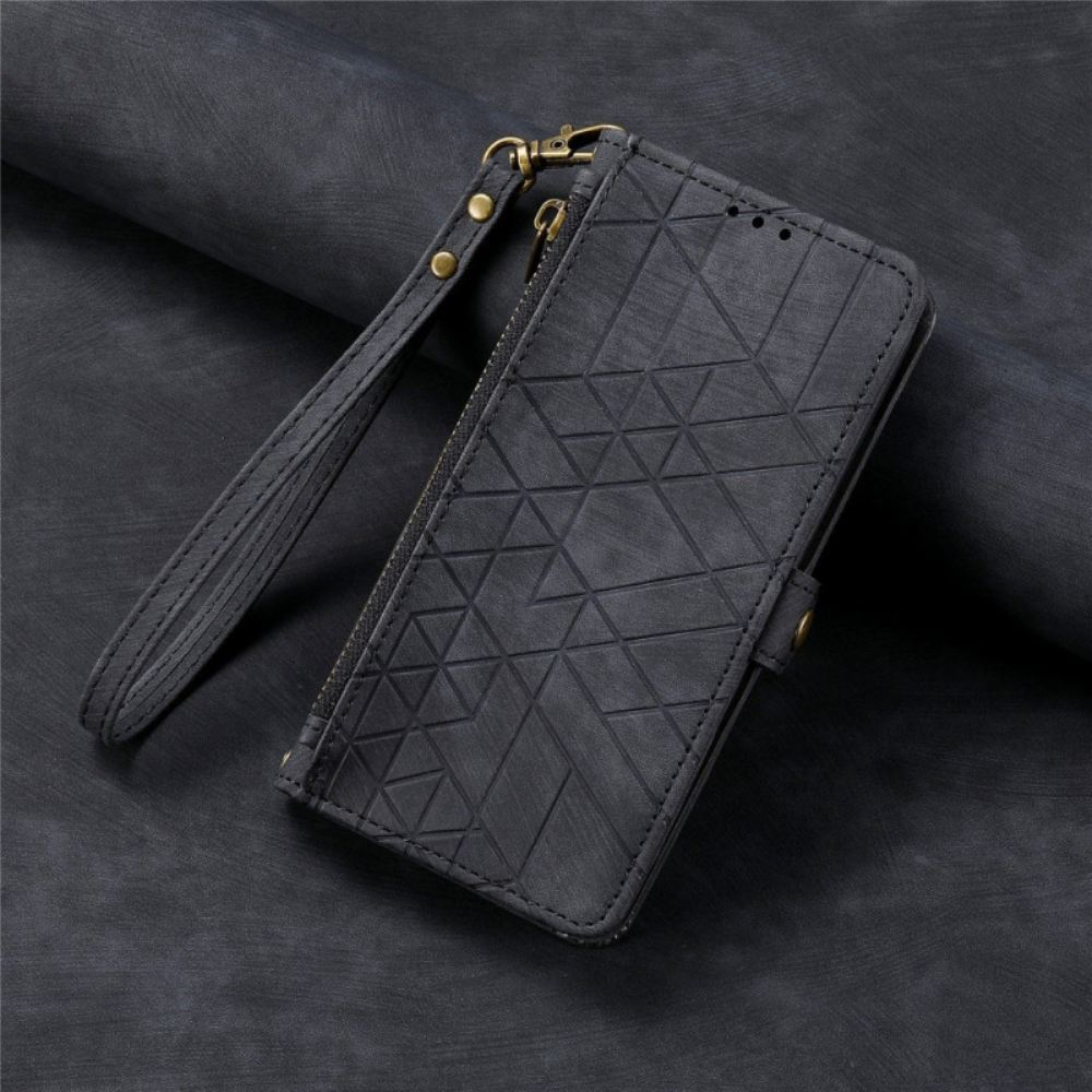 Kožený Kryt Samsung Galaxy A16 5g Peněženka S Geometrickým Vzorem