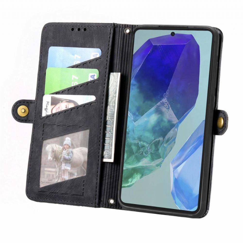 Kožený Kryt Samsung Galaxy A16 5g Peněženka S Geometrickým Vzorem