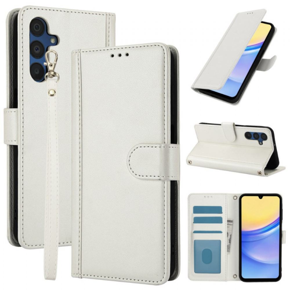 Kožený Kryt Samsung Galaxy A16 5g Peněženka S Popruhem