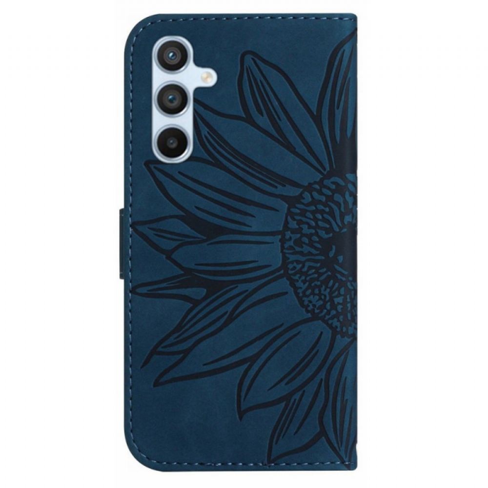 Kožený Kryt Samsung Galaxy A16 5g Potisk Slunečnice S Ramenním Popruhem