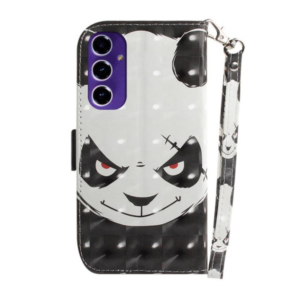 Kožený Kryt Samsung Galaxy A16 5g Rozzlobená Panda S Popruhem