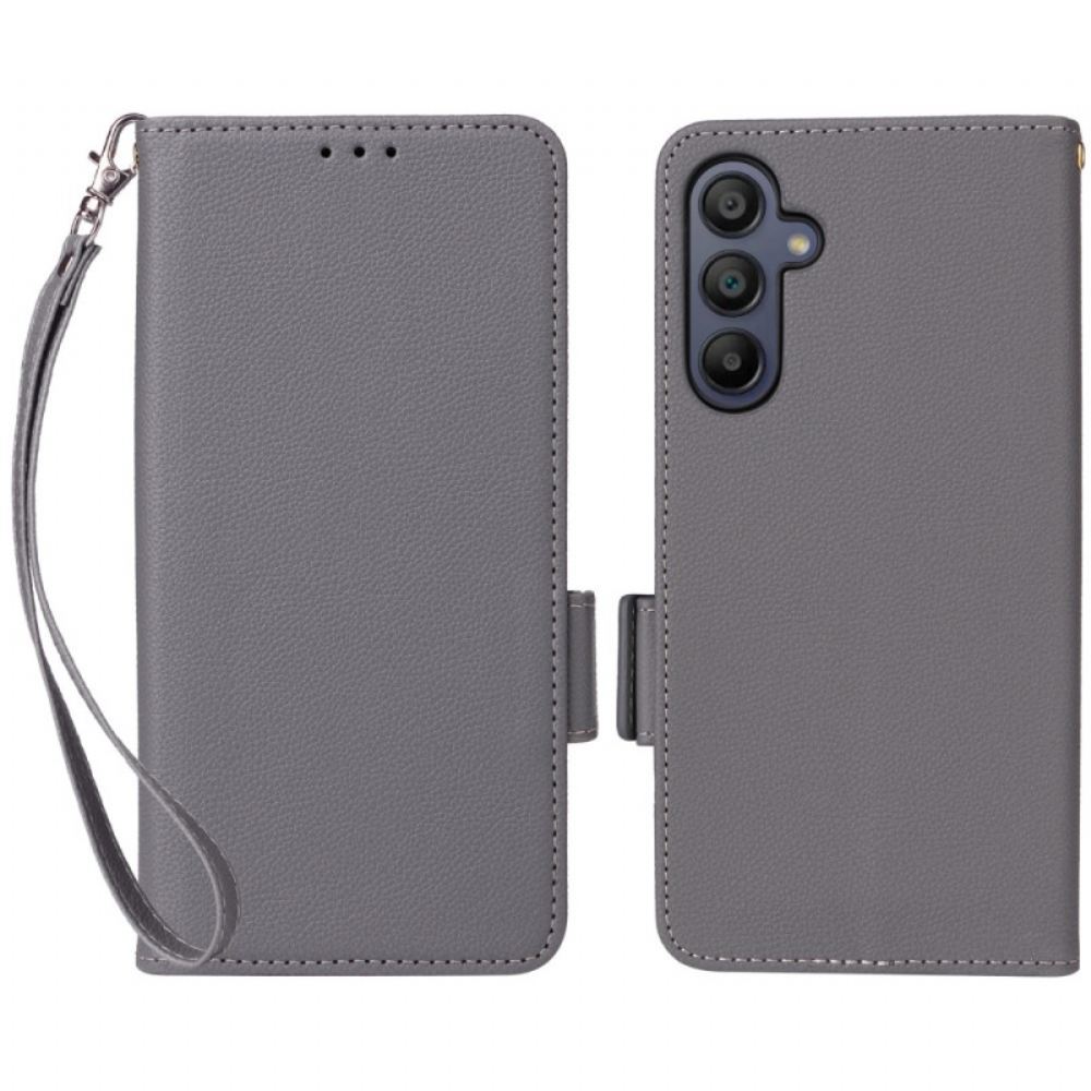 Kožený Kryt Samsung Galaxy A16 5g Textura Litchi S Popruhem