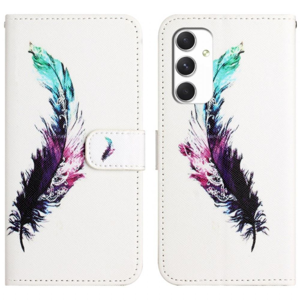 Kožený Kryt Samsung Galaxy A16 5g Vzor Peříčka
