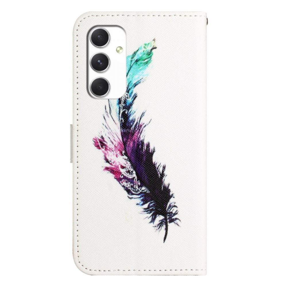 Kožený Kryt Samsung Galaxy A16 5g Vzor Peříčka