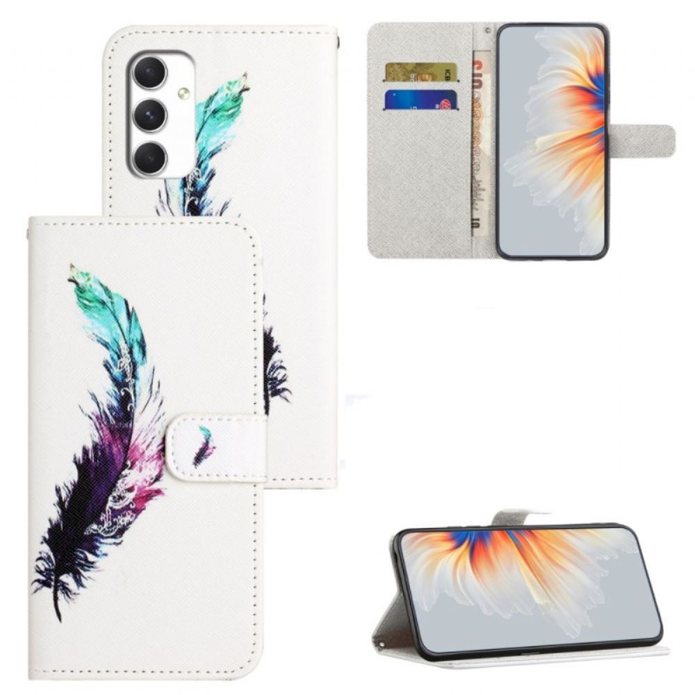 Kožený Kryt Samsung Galaxy A16 5g Vzor Peříčka