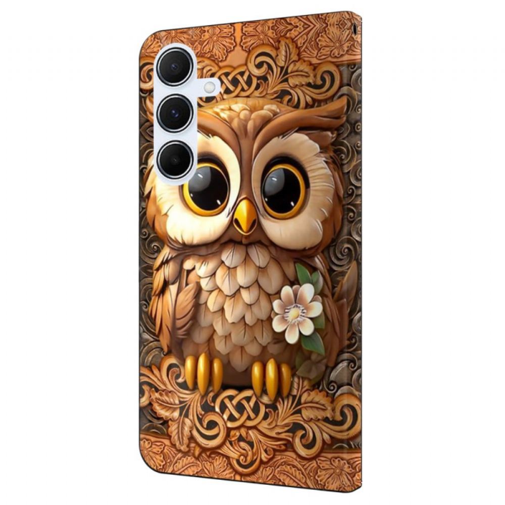 Kožený Kryt Samsung Galaxy A16 5g Vzor Sovy