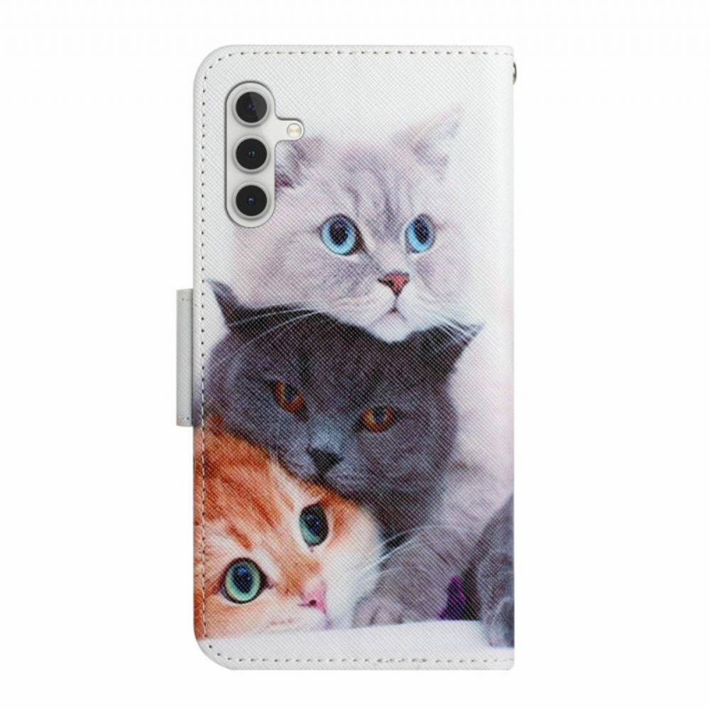 Kožený Kryt Samsung Galaxy A16 5g Vzor Tří Koček