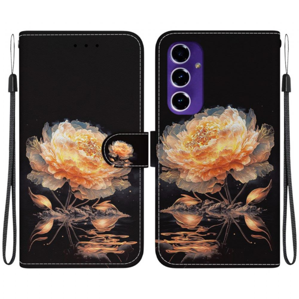 Kožený Kryt Samsung Galaxy A16 5g Zlatá Pivoňka