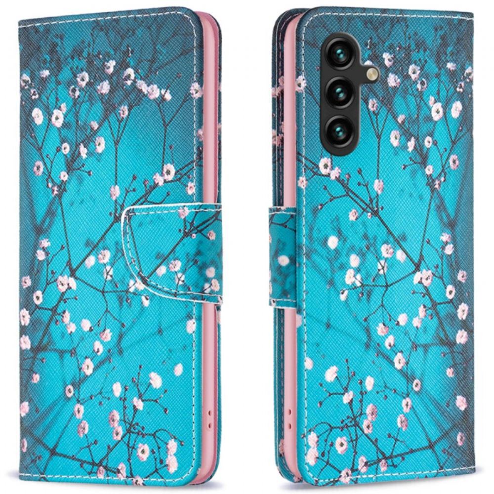 Kožený Kryt Samsung Galaxy A16 5g Švestkové Květy