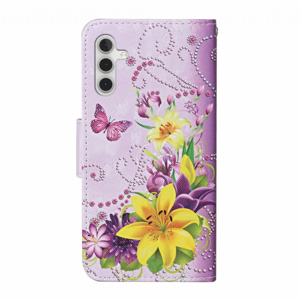Kožený Kryt Samsung Galaxy A16 5g Žluté Květy
