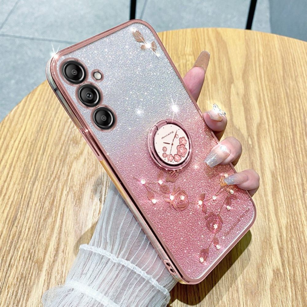 Kryt Na Samsung Galaxy A16 5g Květinový A Kamínkový Podpůrný Prsten Kadem