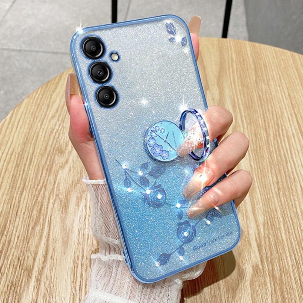Kryt Na Samsung Galaxy A16 5g Květinový A Kamínkový Podpůrný Prsten Kadem