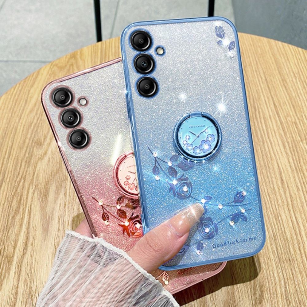 Kryt Na Samsung Galaxy A16 5g Květinový A Kamínkový Podpůrný Prsten Kadem