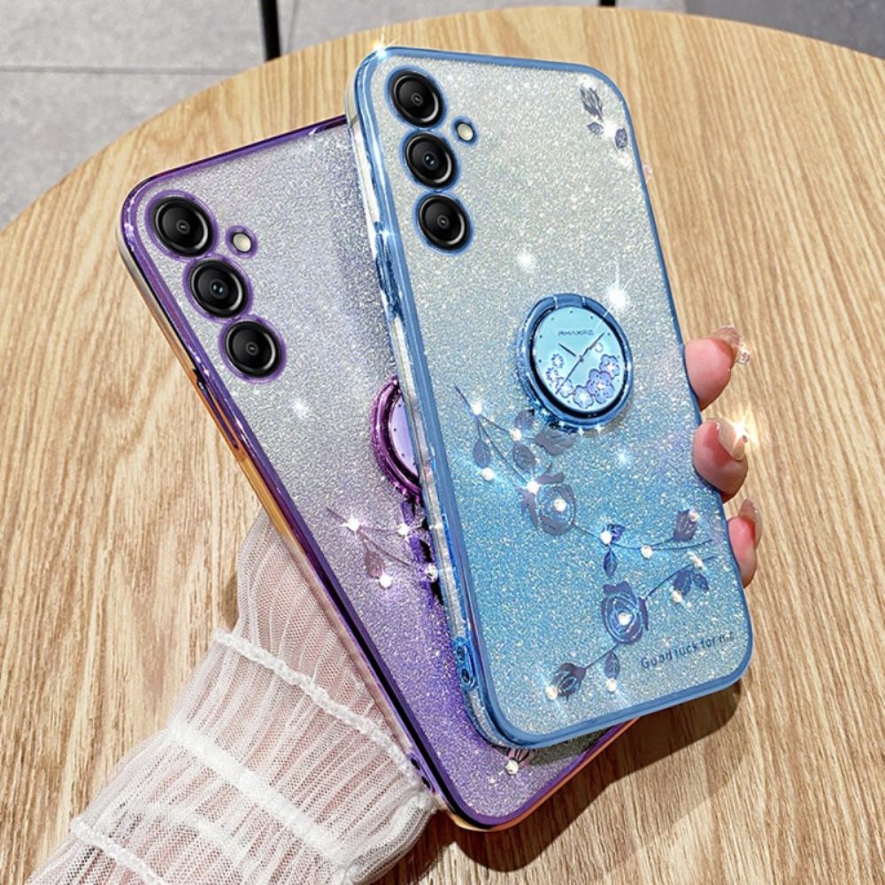 Kryt Na Samsung Galaxy A16 5g Květinový A Kamínkový Podpůrný Prsten Kadem