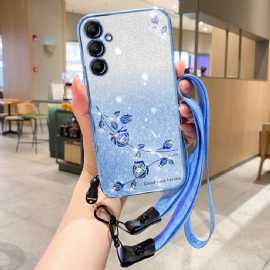 Kryt Samsung Galaxy A16 5g Kamínky A Květiny S Páskem Kadem