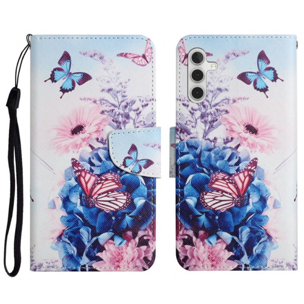Peněženková Pouzdra Samsung Galaxy A16 5g Kryty Na Mobil Fialoví Motýli