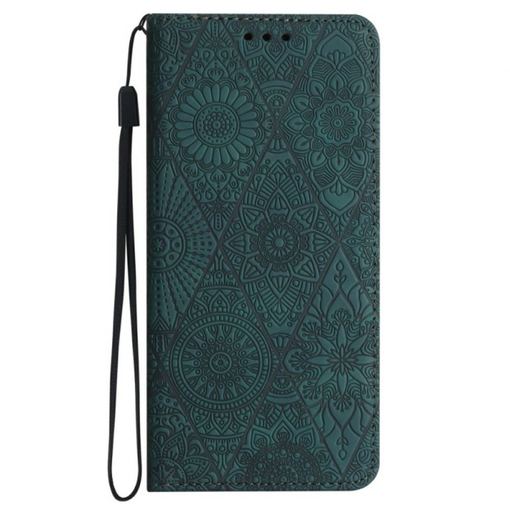 Peněženková Pouzdra Samsung Galaxy A16 5g Kryty Na Mobil Květinový Vzor A Popruh