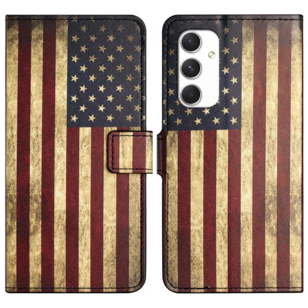 Peněženková Pouzdra Samsung Galaxy A16 5g Kryty Na Mobil Vintage Americká Vlajka
