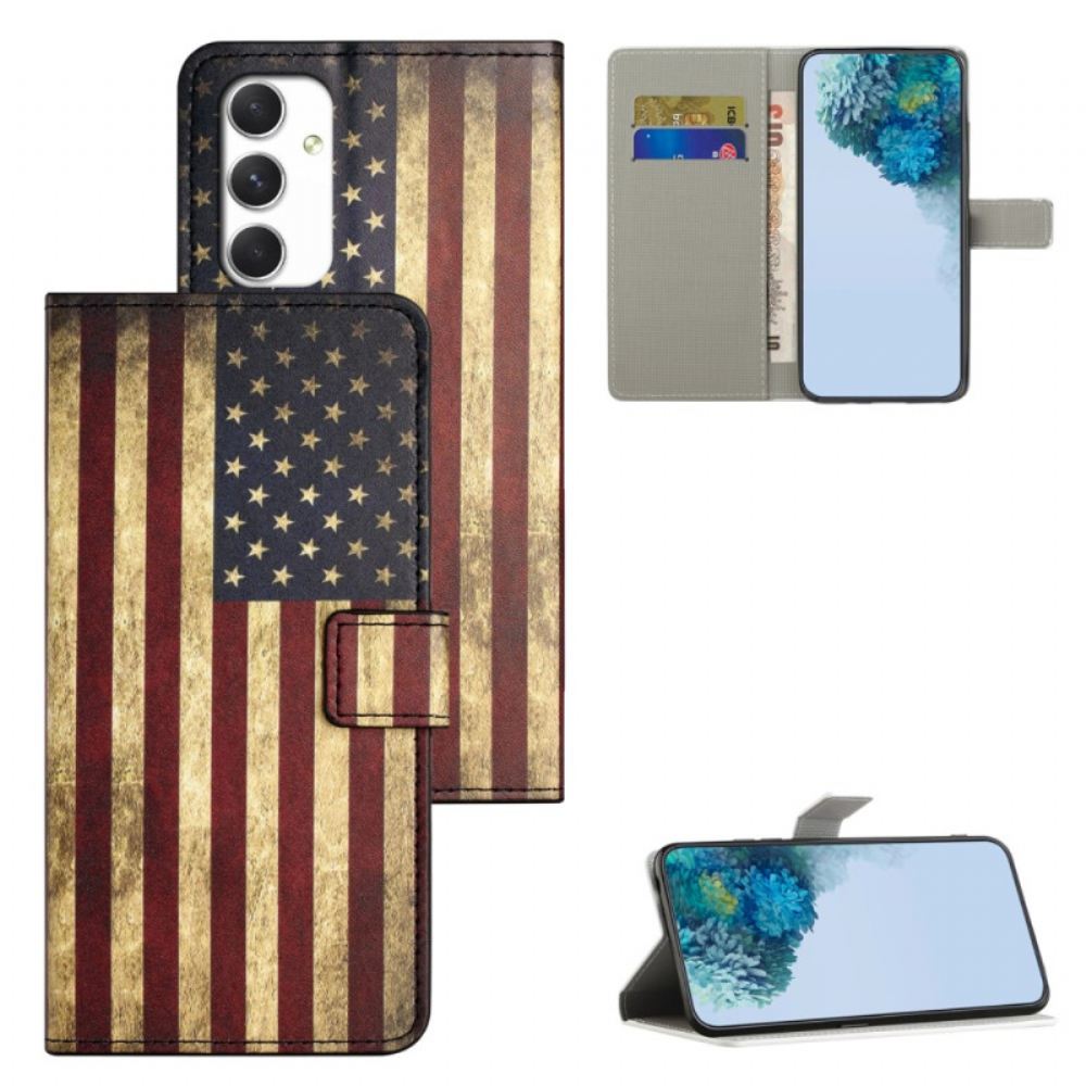 Peněženková Pouzdra Samsung Galaxy A16 5g Kryty Na Mobil Vintage Americká Vlajka