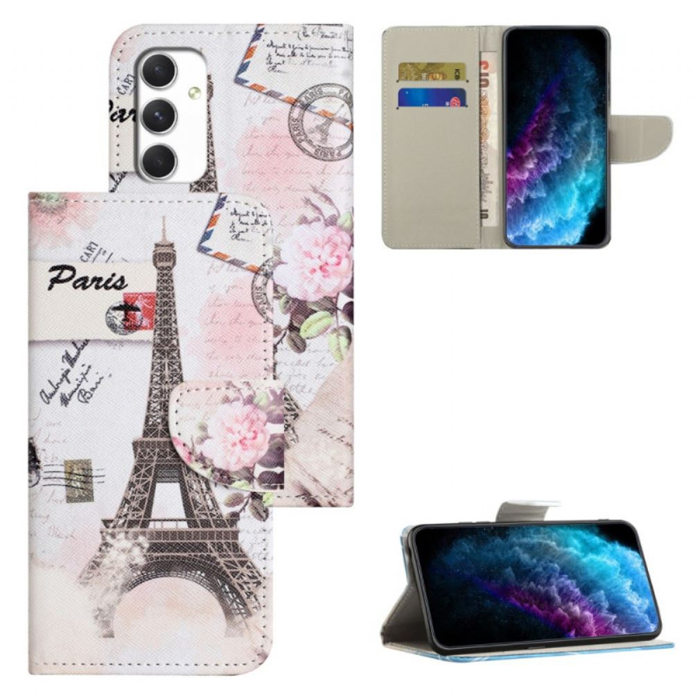Peněženková Pouzdra Samsung Galaxy A16 5g Vintage Eiffelova Věž