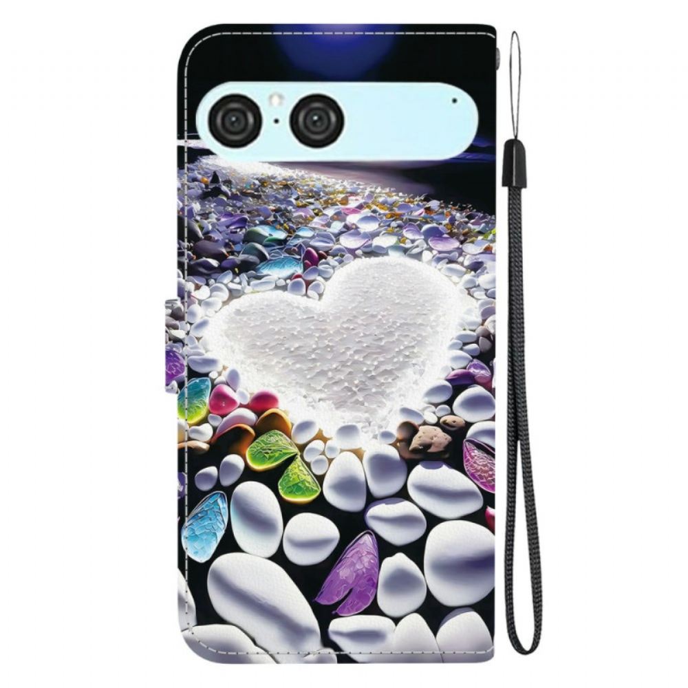 Kožený Kryt Na Sony Xperia 10 Vii Bílé Srdce