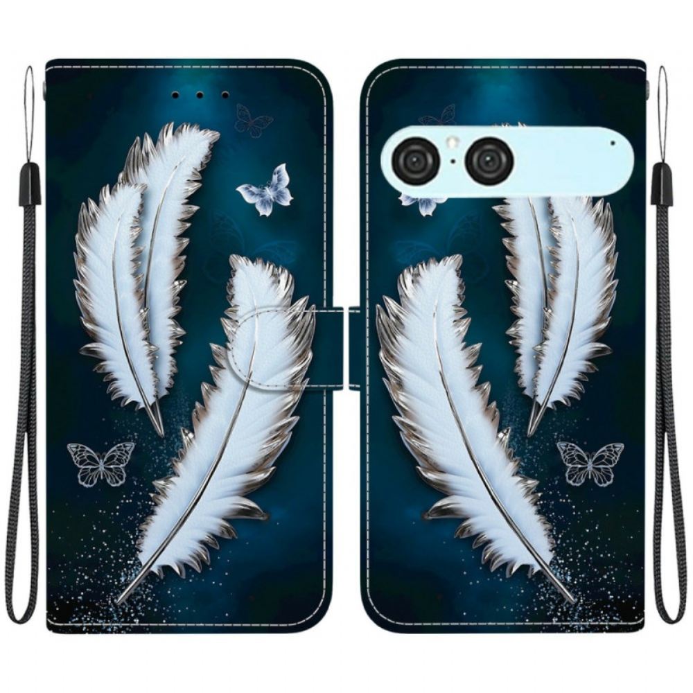 Kožený Kryt Na Sony Xperia 10 Vii Bílí Motýli