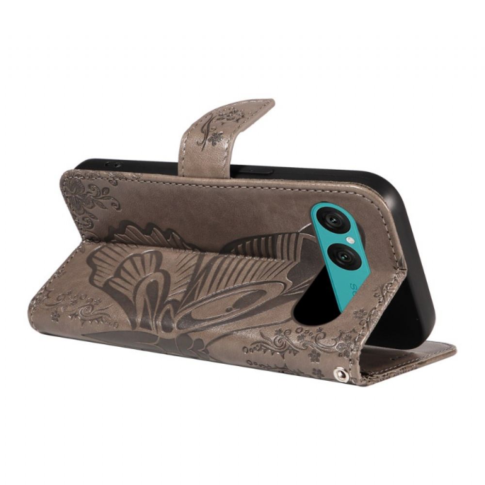 Kožený Kryt Na Sony Xperia 10 Vii Grafický Motýl