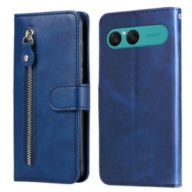 Kožený Kryt Na Sony Xperia 10 Vii Kapsa Na Zip