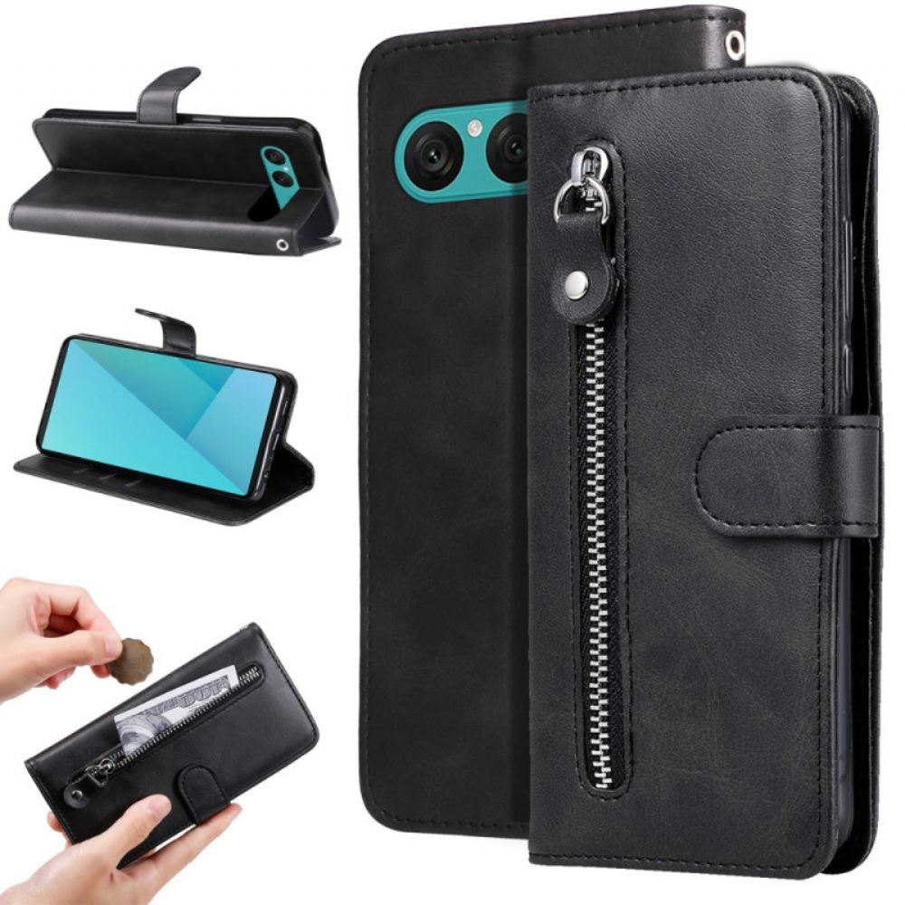 Kožený Kryt Na Sony Xperia 10 Vii Kapsa Na Zip