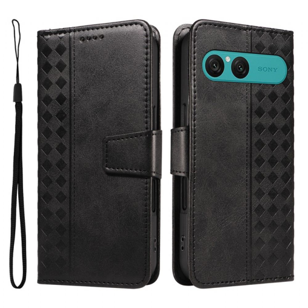 Kožený Kryt Na Sony Xperia 10 Vii Kosočtvercový Vzor