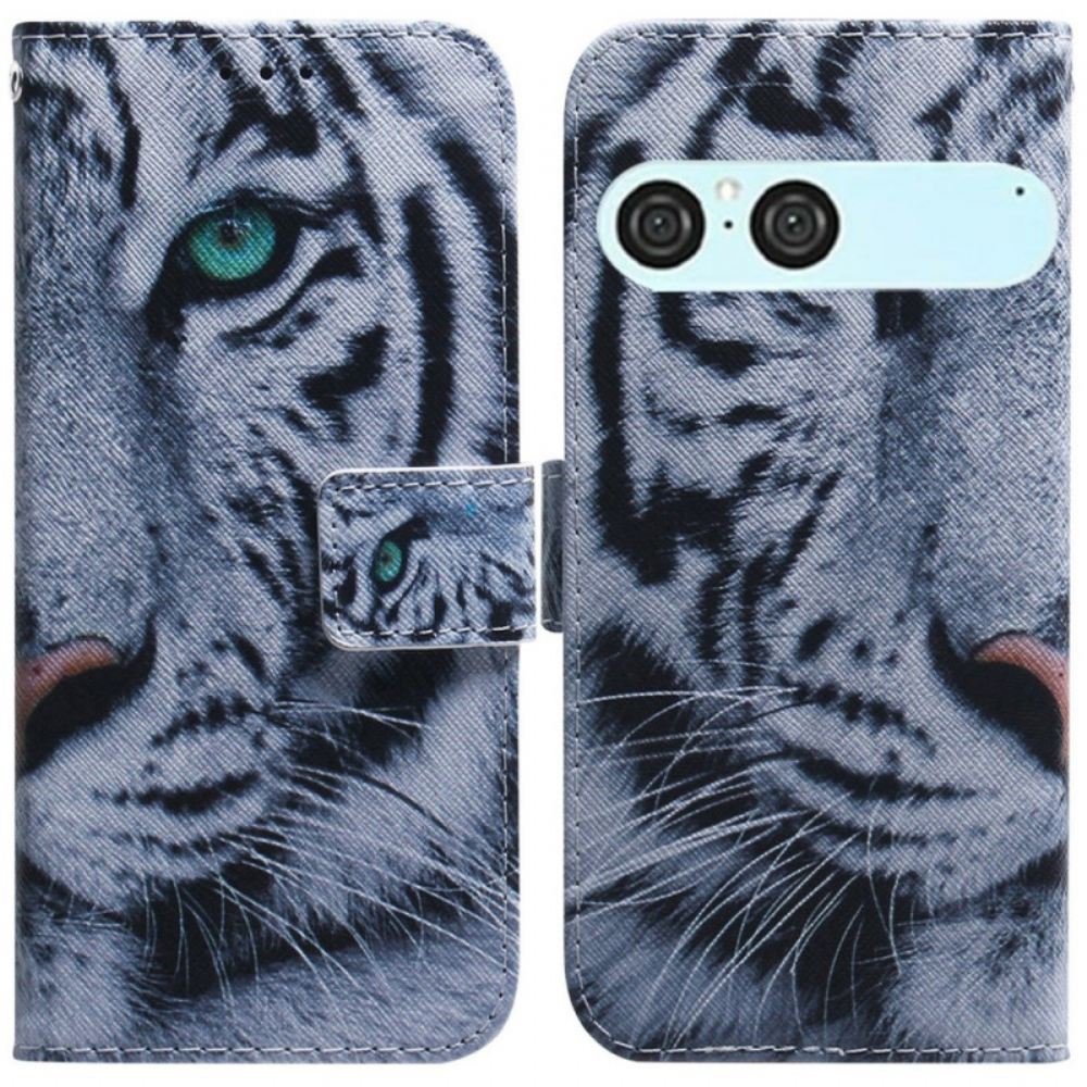 Kožený Kryt Sony Xperia 10 Vii Bílý Tygr