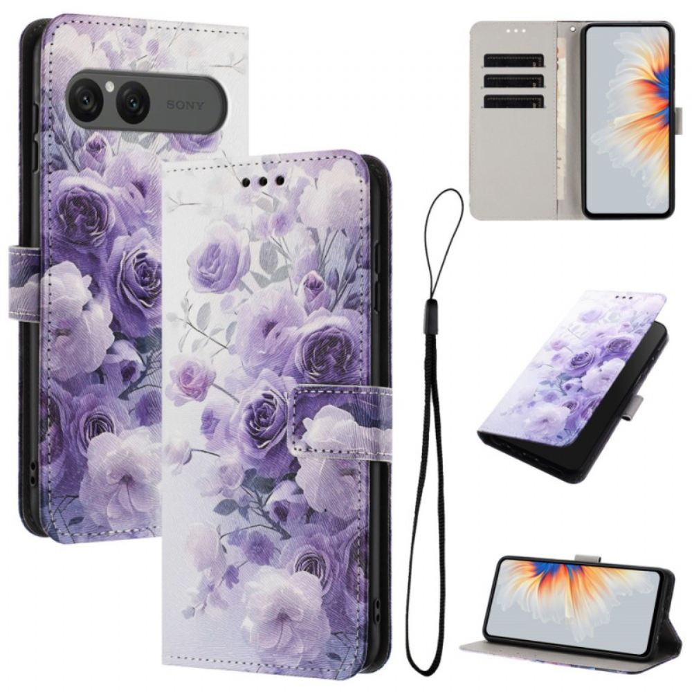 Kožený Kryt Sony Xperia 10 Vii Fialové Růže