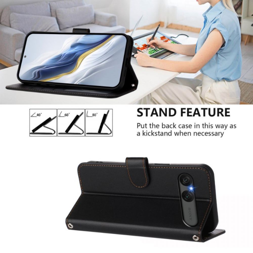 Kožený Kryt Sony Xperia 10 Vii Jednoduchá Umělá Kůže