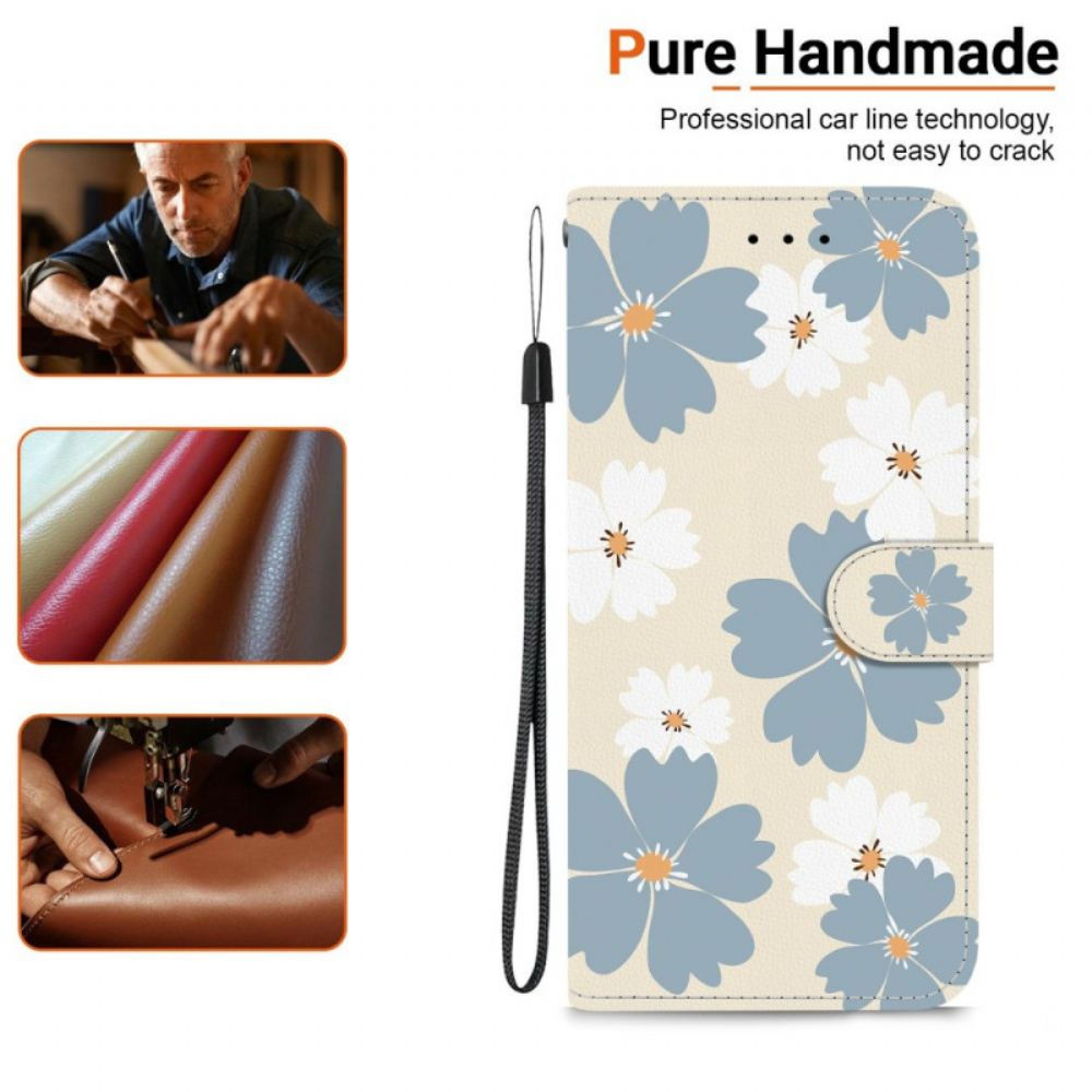 Kožený Kryt Sony Xperia 10 Vii Modré Sedmikrásky