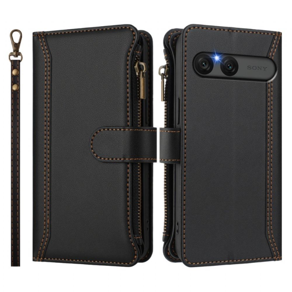 Kožený Kryt Sony Xperia 10 Vii Slot Na 9 Karet Peněženka