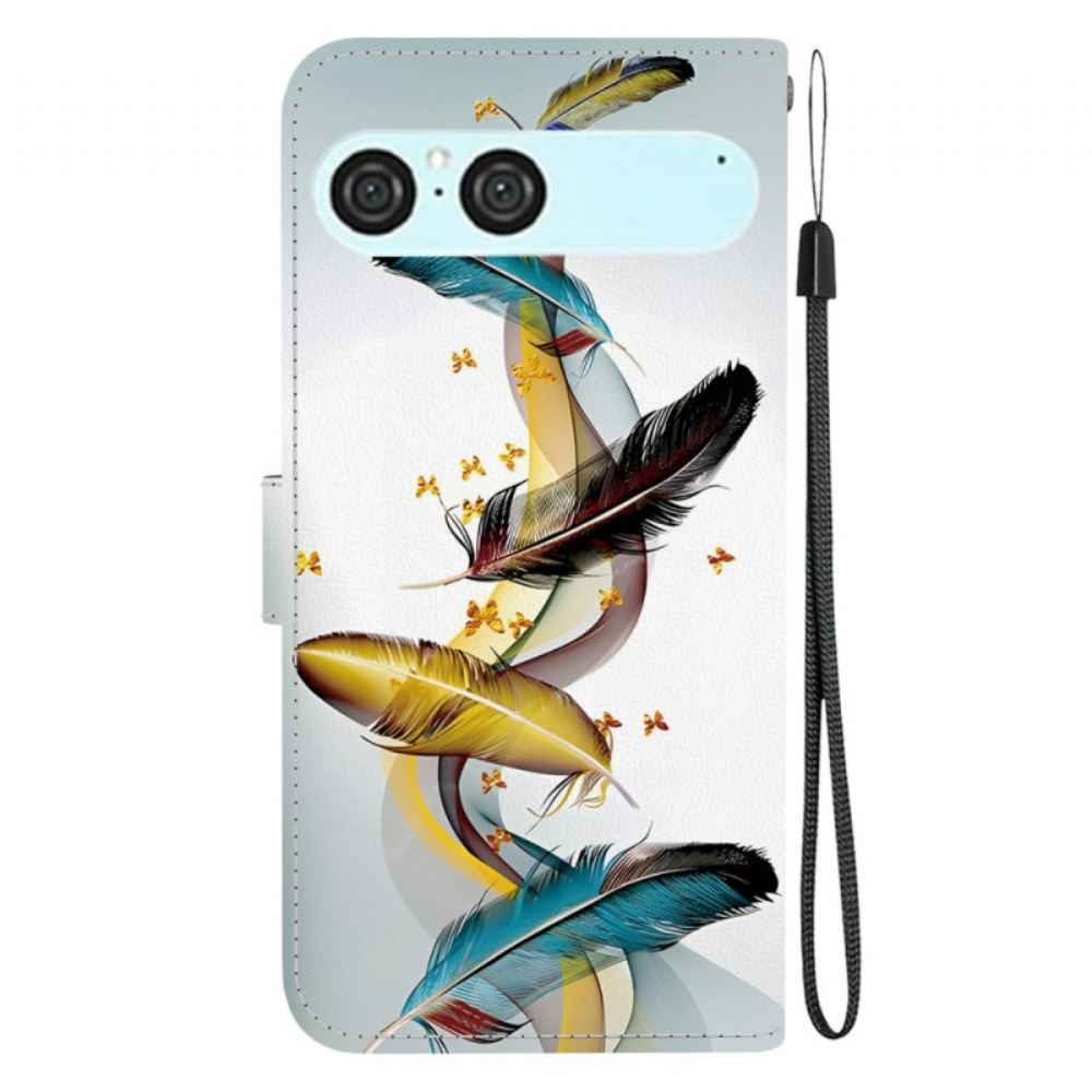 Kožený Kryt Sony Xperia 10 Vii Zlaté Peří