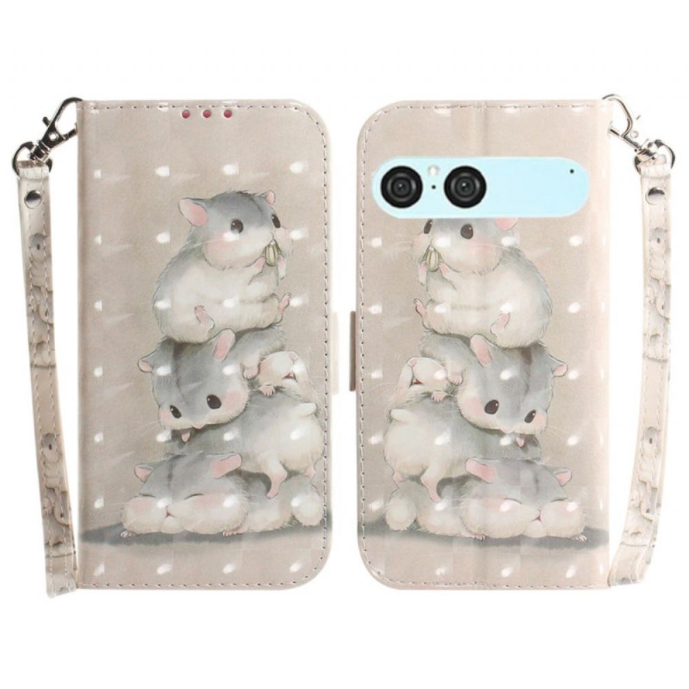 Kožený Kryt Sony Xperia 10 Vii Šňůrka S Křečky