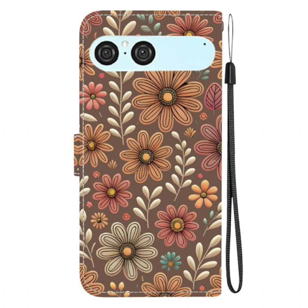 Peněženková Pouzdra Sony Xperia 10 Vii Kryty Na Mobil Květinový Vzor