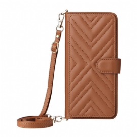 Peněženková Pouzdra Sony Xperia 10 Vii Kryty Na Mobil Prošívaná S Popruhem A Poutkem Na Zápěstí