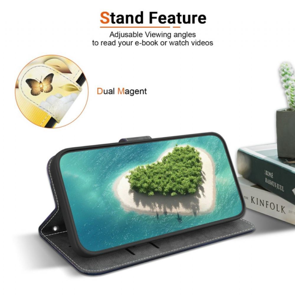 Peněženková Pouzdra Sony Xperia 10 Vii Kryty Na Mobil Zlatí Motýli A Bílé Květiny