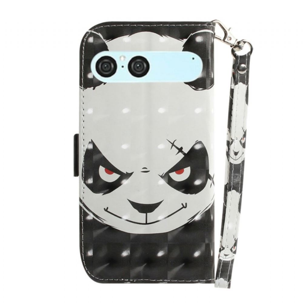 Peněženková Pouzdra Sony Xperia 10 Vii Šňůrka Na Krk S Rozzlobenou Pandou